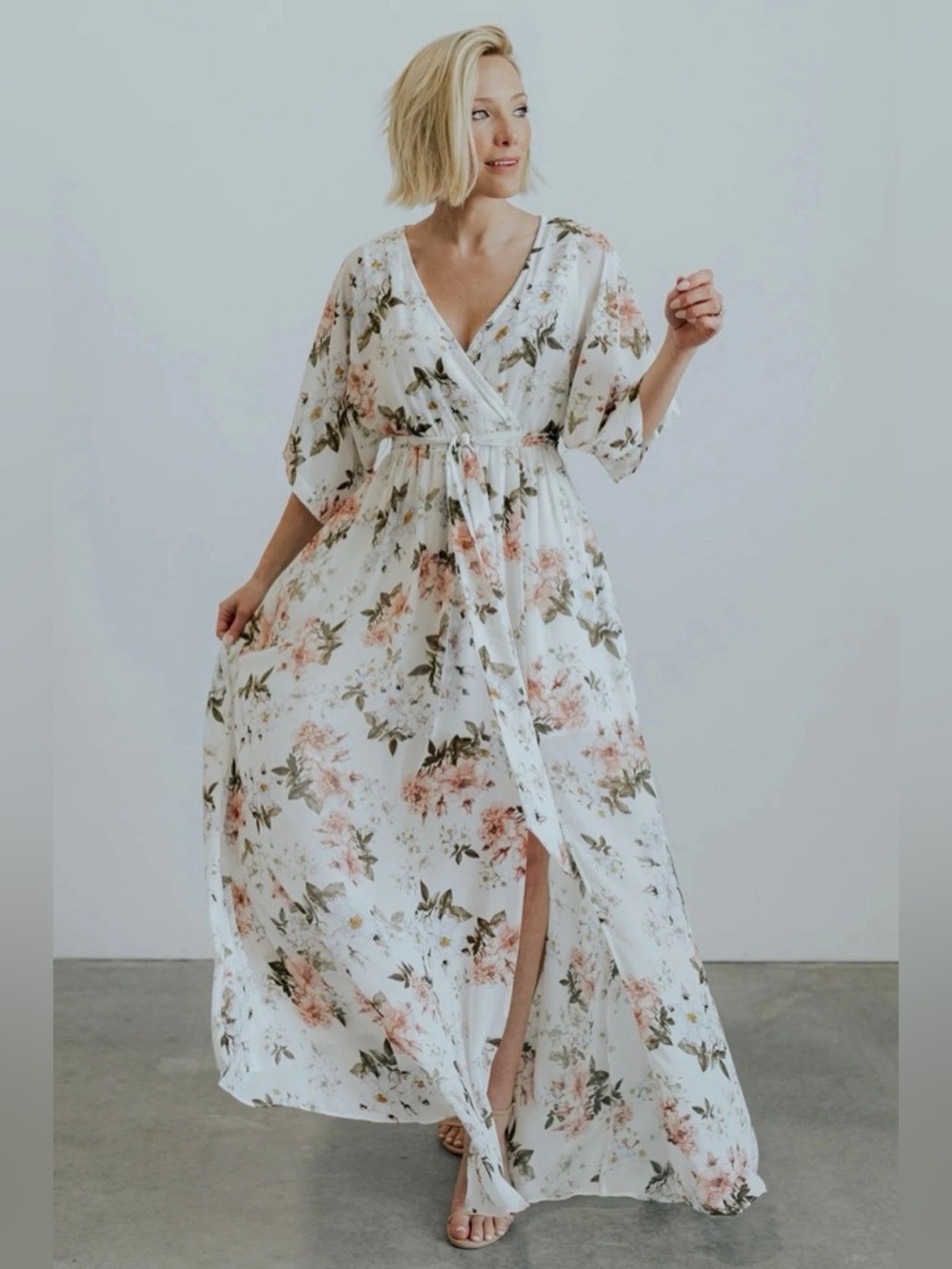 Baltic Born Women's Kia Kimono Bridal Shower Floral Charming Maxi Dress Size XL